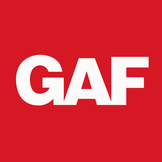GAF logo in white text on a red background